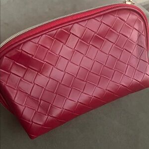 Woven Cosmetic Pouch - Raspberry